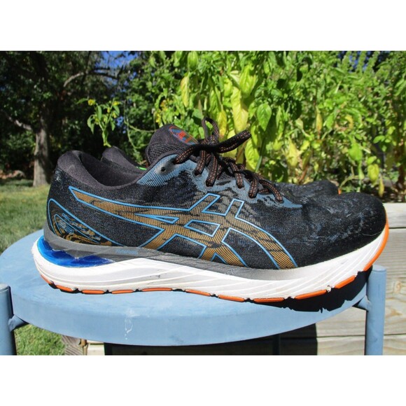 ASICS Other - ASICS Gel Cumulus 23 Mens 9 Black Blue Orange Running Athletic Shoes 1011B012